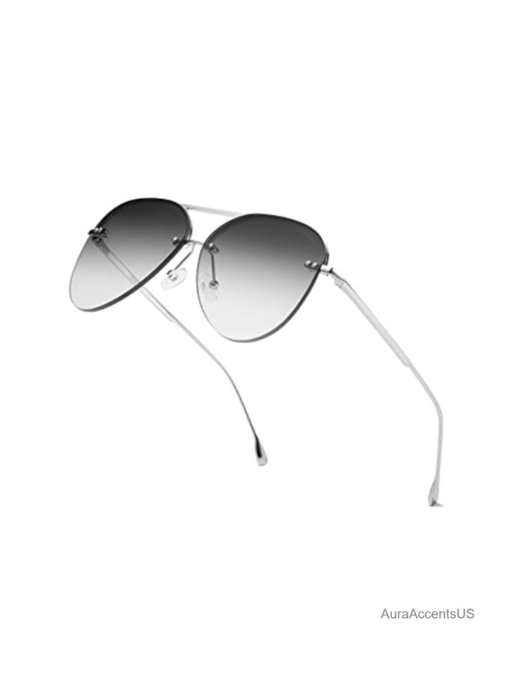 Rimless Aviator Sunglasses Oversized UV400 Gradient Mirrored Lens